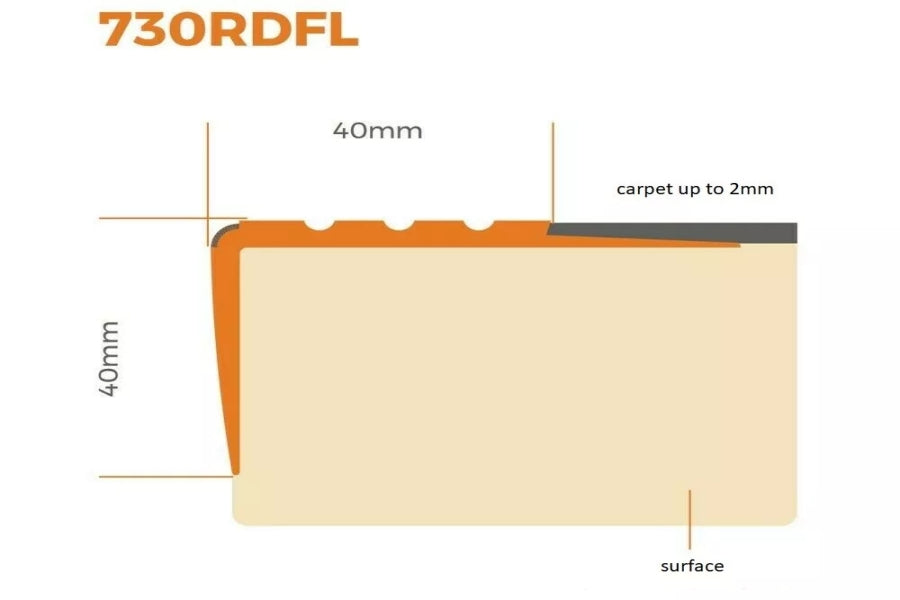 Non Slip PVC Stair Nosing Rubber with Glow Strip 40 MM x 40 MM x 1.18 M Length RDFL