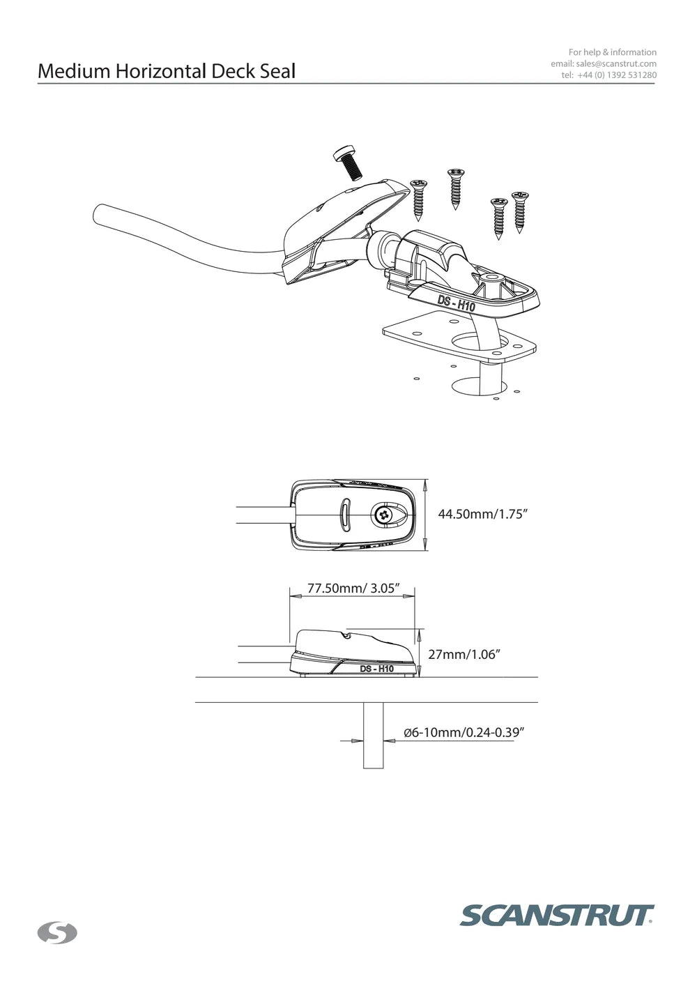 Scanstrut Black 6-10mm Horizontal Cable Seal