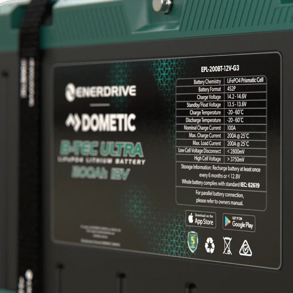 Enerdrive 12V 200Ah B-TEC Ultra IP67 Waterproof Lithium Battery
