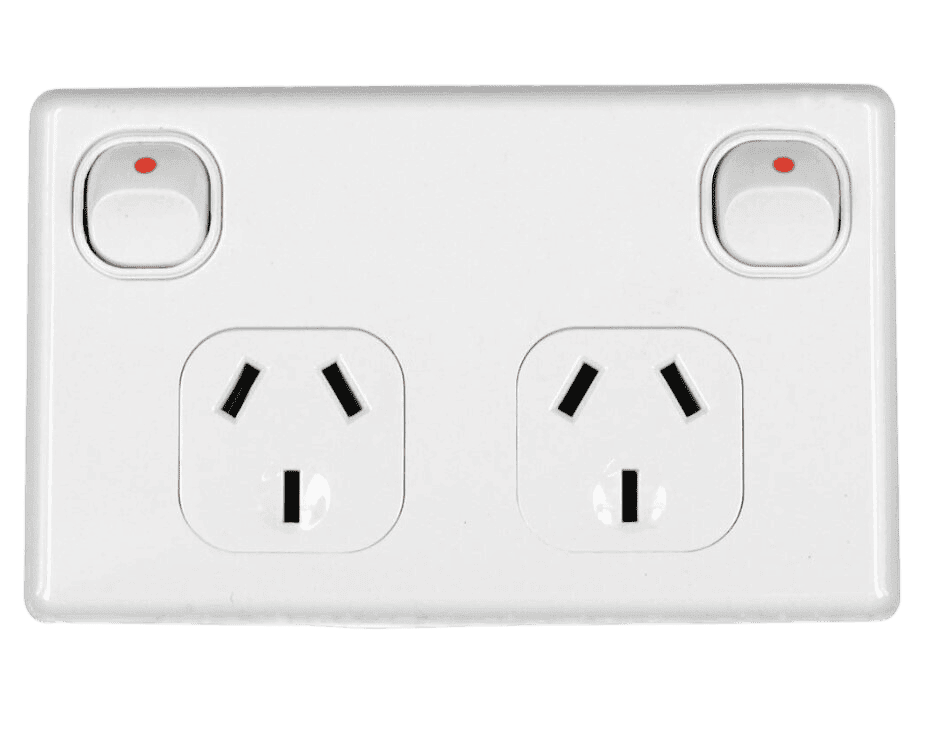Tesla White Power Point Double Pole 10Amp GPO Outlet