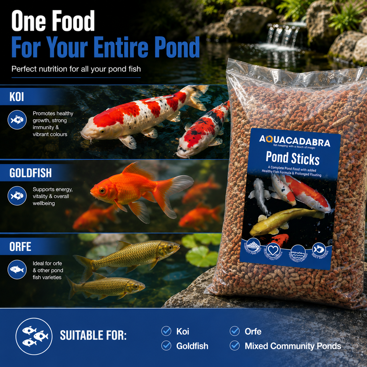 Aquacadabra Koi Goldfish Pond Sticks Fish Food