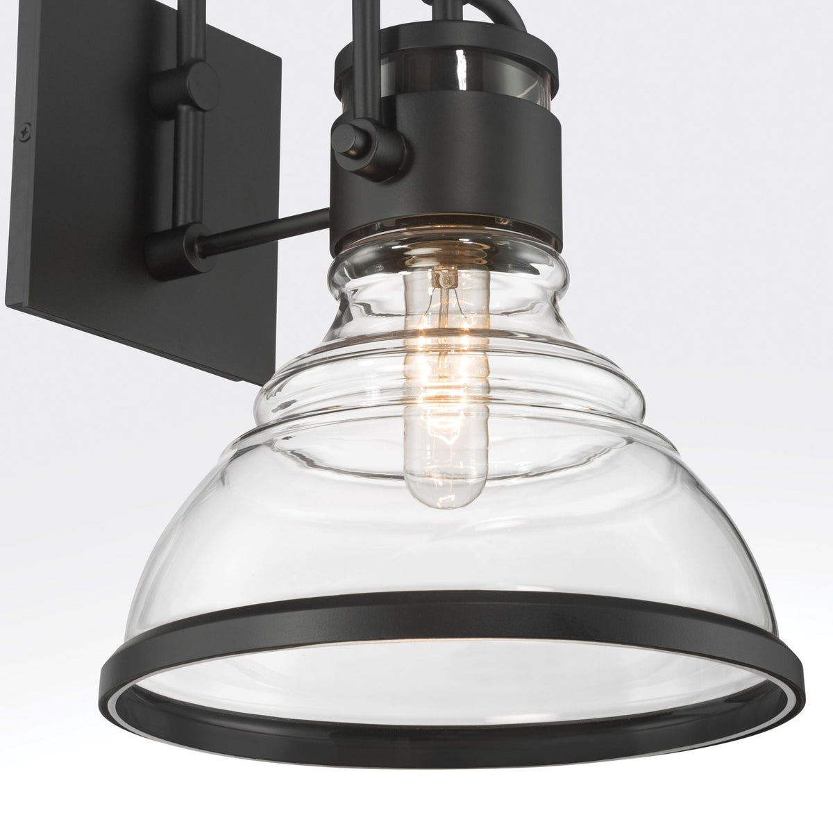 The Great Outdoors Calen 15.5 in. Outdoor Wall Sconce, Dark Matte Black with Clear Glass
