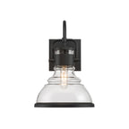 The Great Outdoors Calen 15.5 in. Outdoor Wall Sconce, Dark Matte Black with Clear Glass