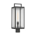 The Great Outdoors Edgewood 21.5 in. Outdoor Post Light, Dark Matte Black with Clear Ribbed Glass