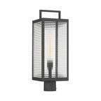 The Great Outdoors Edgewood 21.5 in. Outdoor Post Light, Dark Matte Black with Clear Ribbed Glass