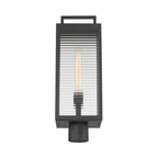 The Great Outdoors Edgewood 21.5 in. Outdoor Post Light, Dark Matte Black with Clear Ribbed Glass