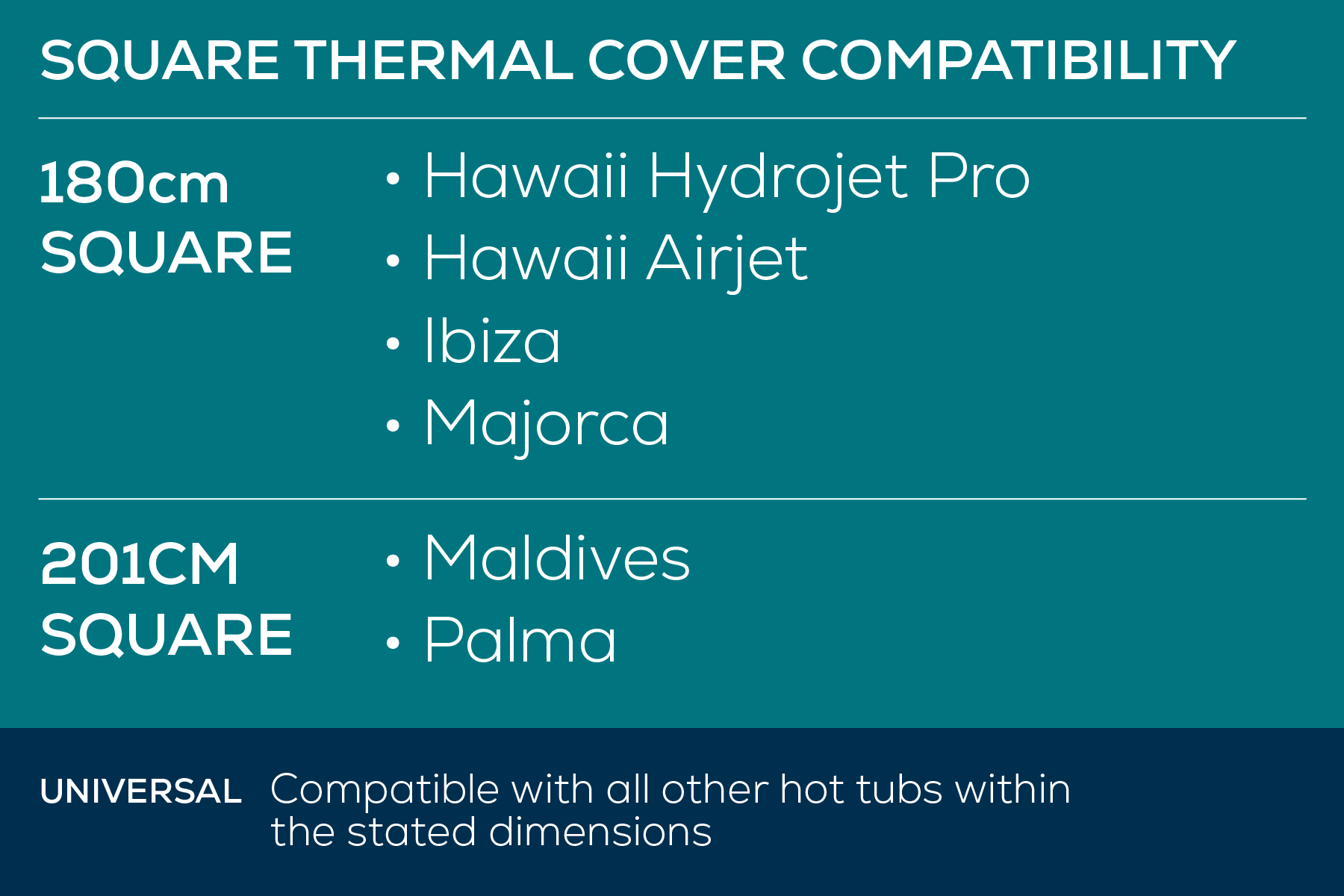 Square Thermal Hot Tub Cover - Large 201cm x 80cm