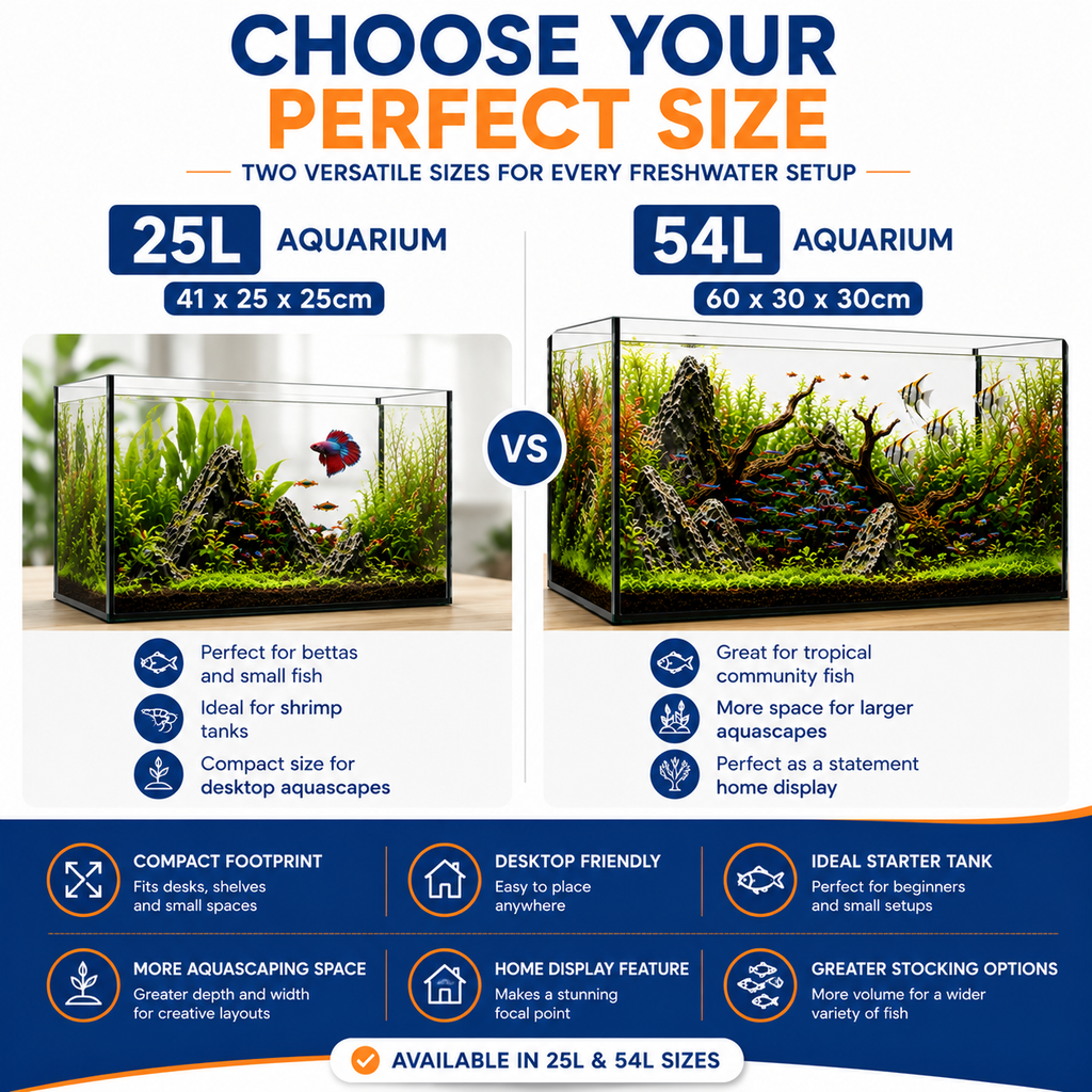 Aquael 25L Glass Aquarium Fish Tank - 41x25x25cm