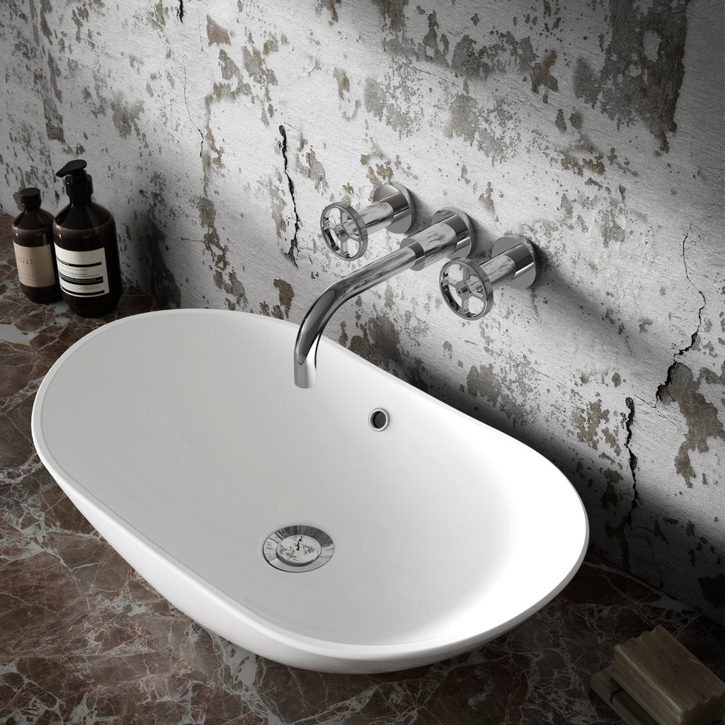 Revolve 3 Hole Wall Mounted Basin Mixer Tap