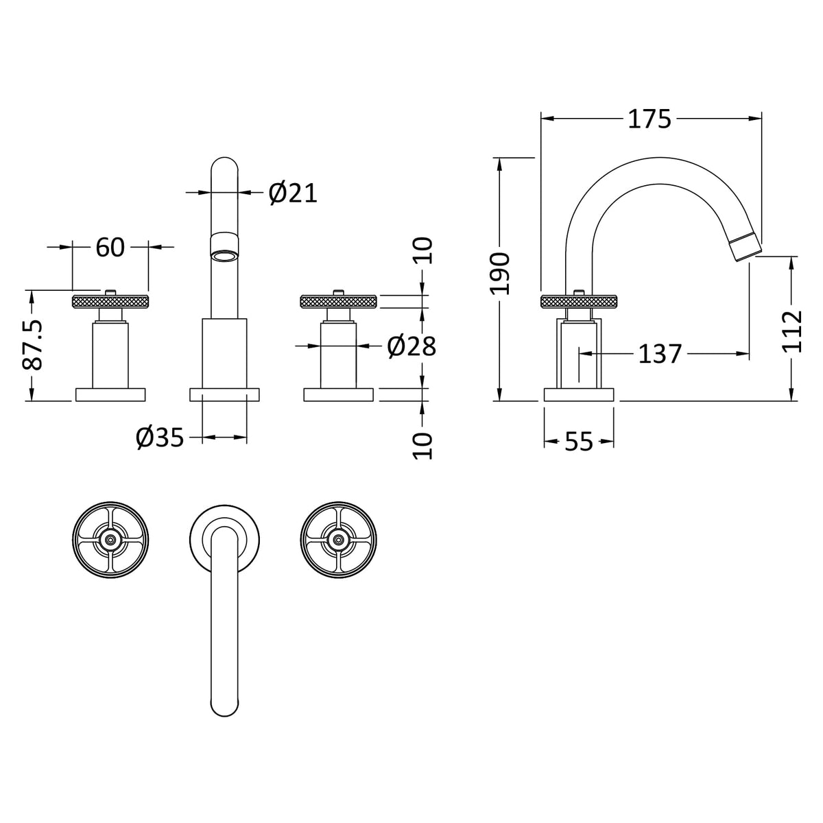 Revolve 3-Hole Basin Mixer Tap with Waste - Chrome