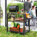 3-Tier Outdoor Grill Cart with Storage Racks & Pizza Oven on Wheels, 31.5" x 19.7"