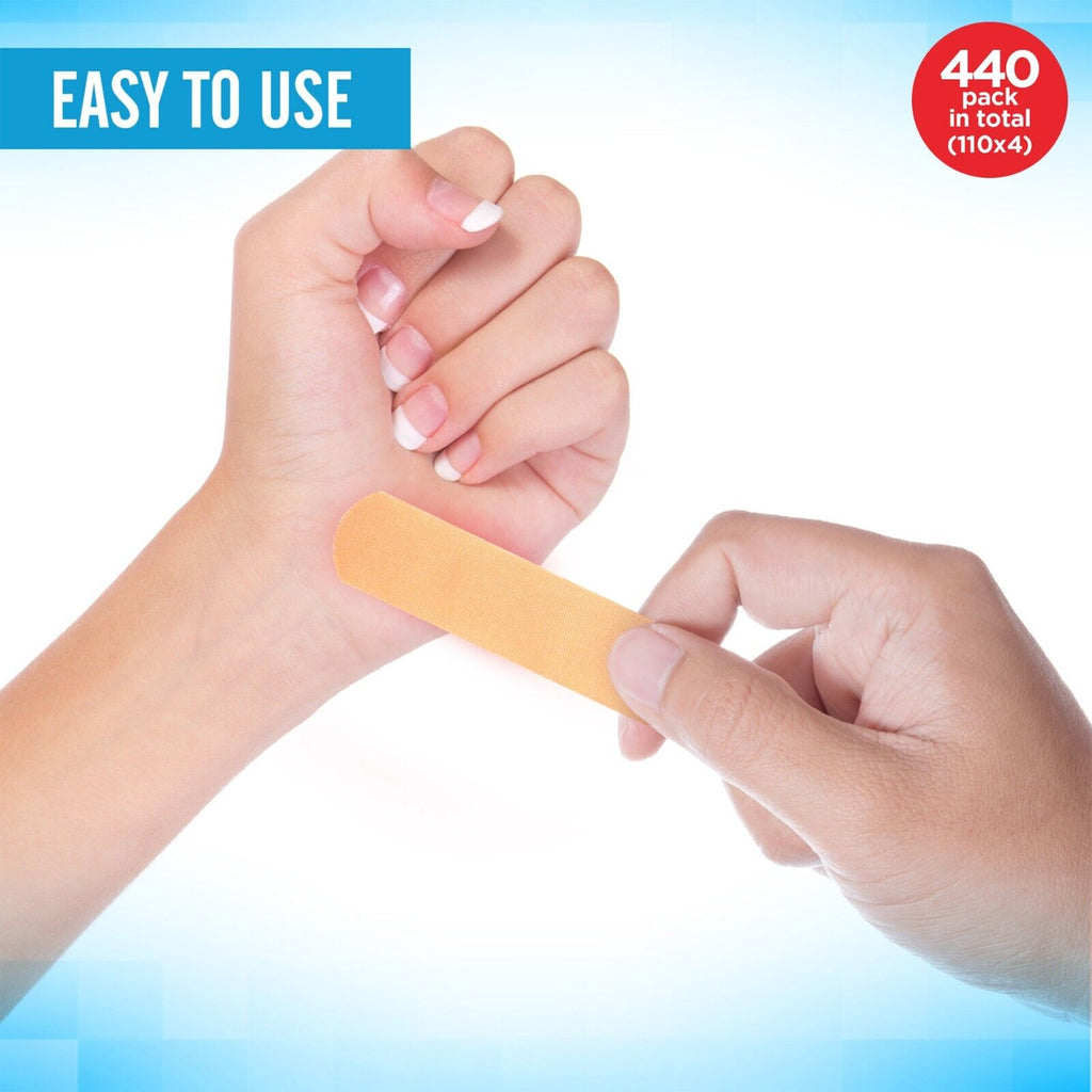 440 Assorted Fabric Plasters Breathable Flexible Adhesive FirstAid Wound Healing
