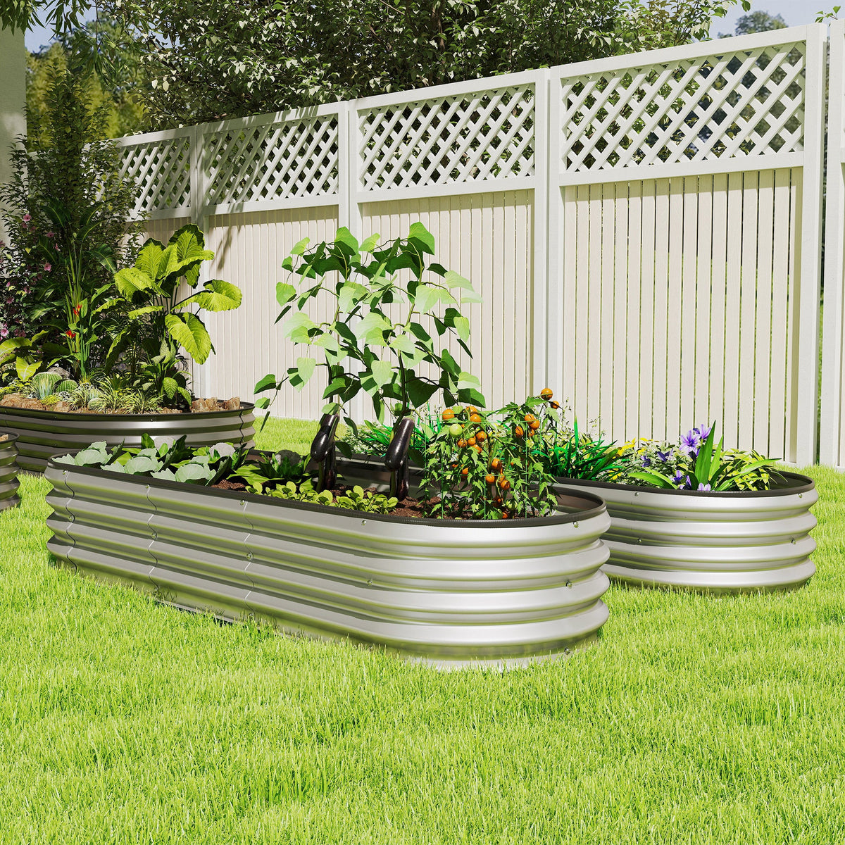 2pcs 6 x 2 x 1 ft Galvanized Raised Garden Beds, Silver