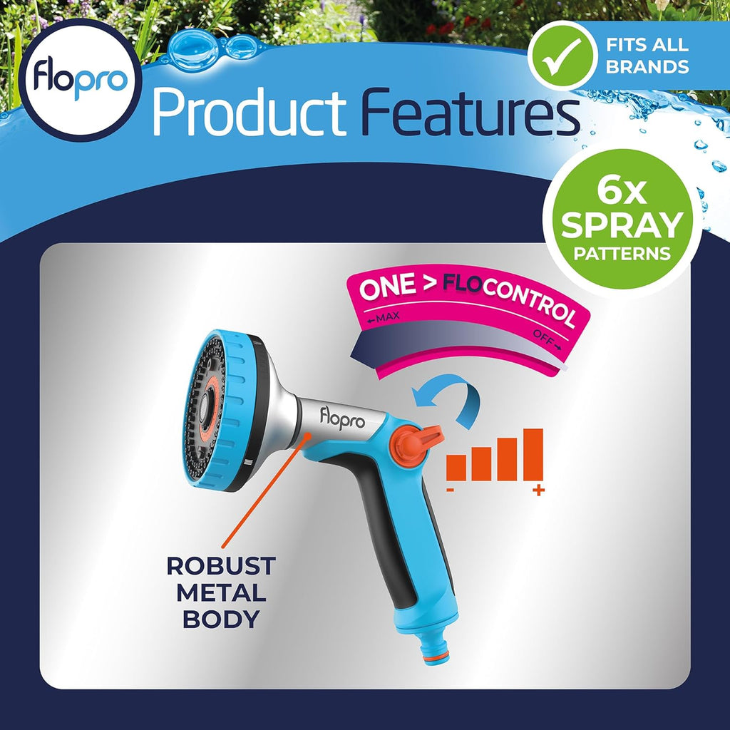 FloPro Metal Multi Spray Gun Garden Hose Nozzle