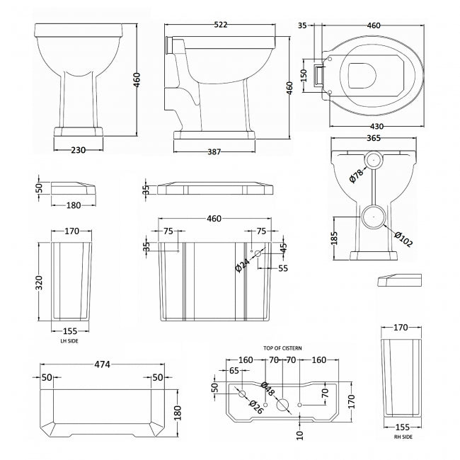 Classique Comfort Height Low Level Toilet With Cistern, Seat & Flush Pipe Kit -  White
