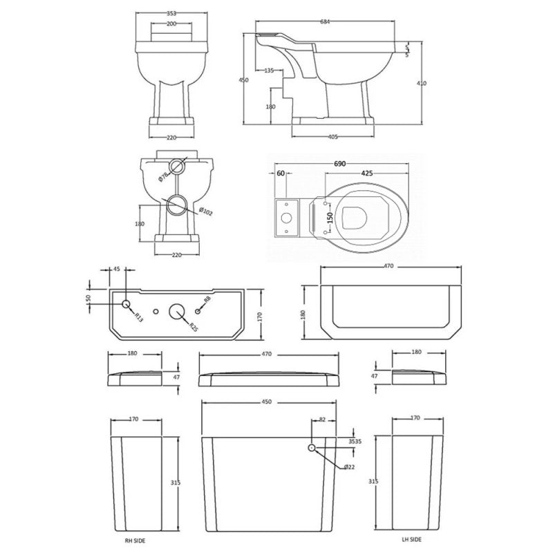 Hix Close Coupled Toilet with Soft Close Seat & Cistern - White