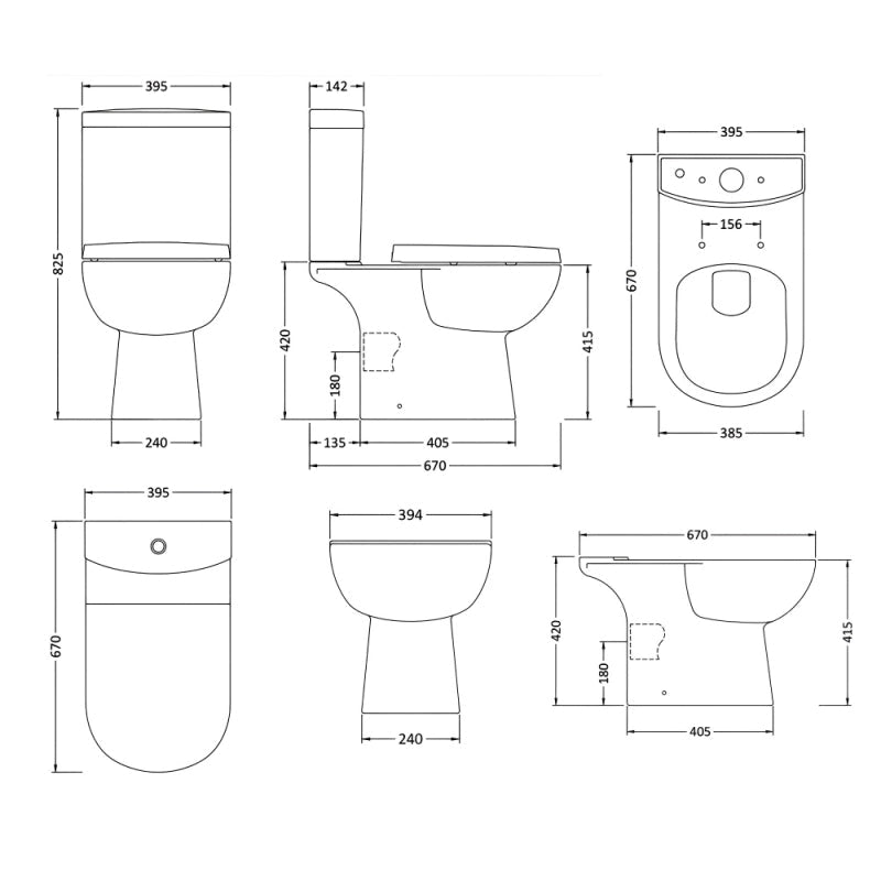 Clinton Close Coupled Toilet with Push Button Cistern & Seat - White