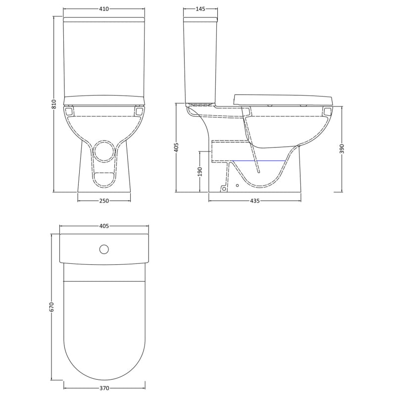Rio Close Coupled Toilet with Push Button Cistern & Seat - White