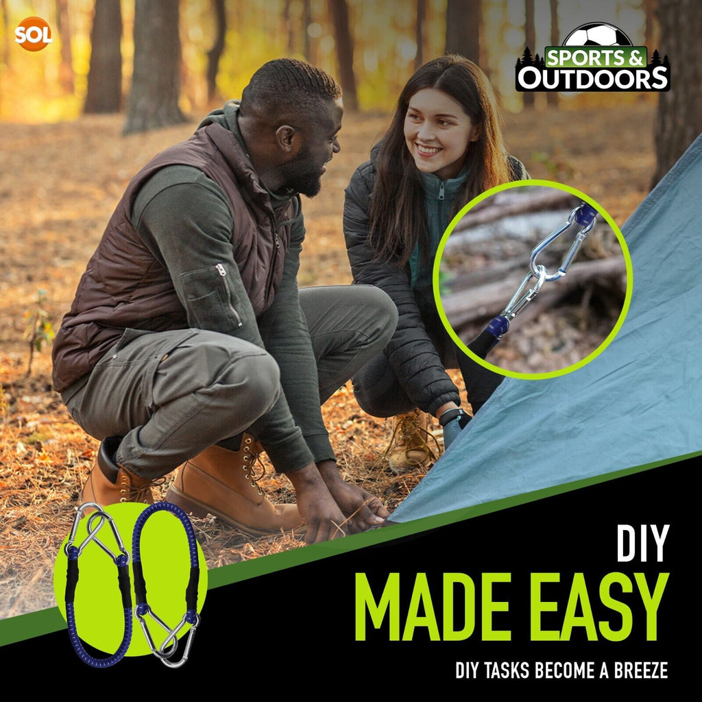 Bungee Cords 30cm with Carabiner | Outdoor & Garden | 2 Pack