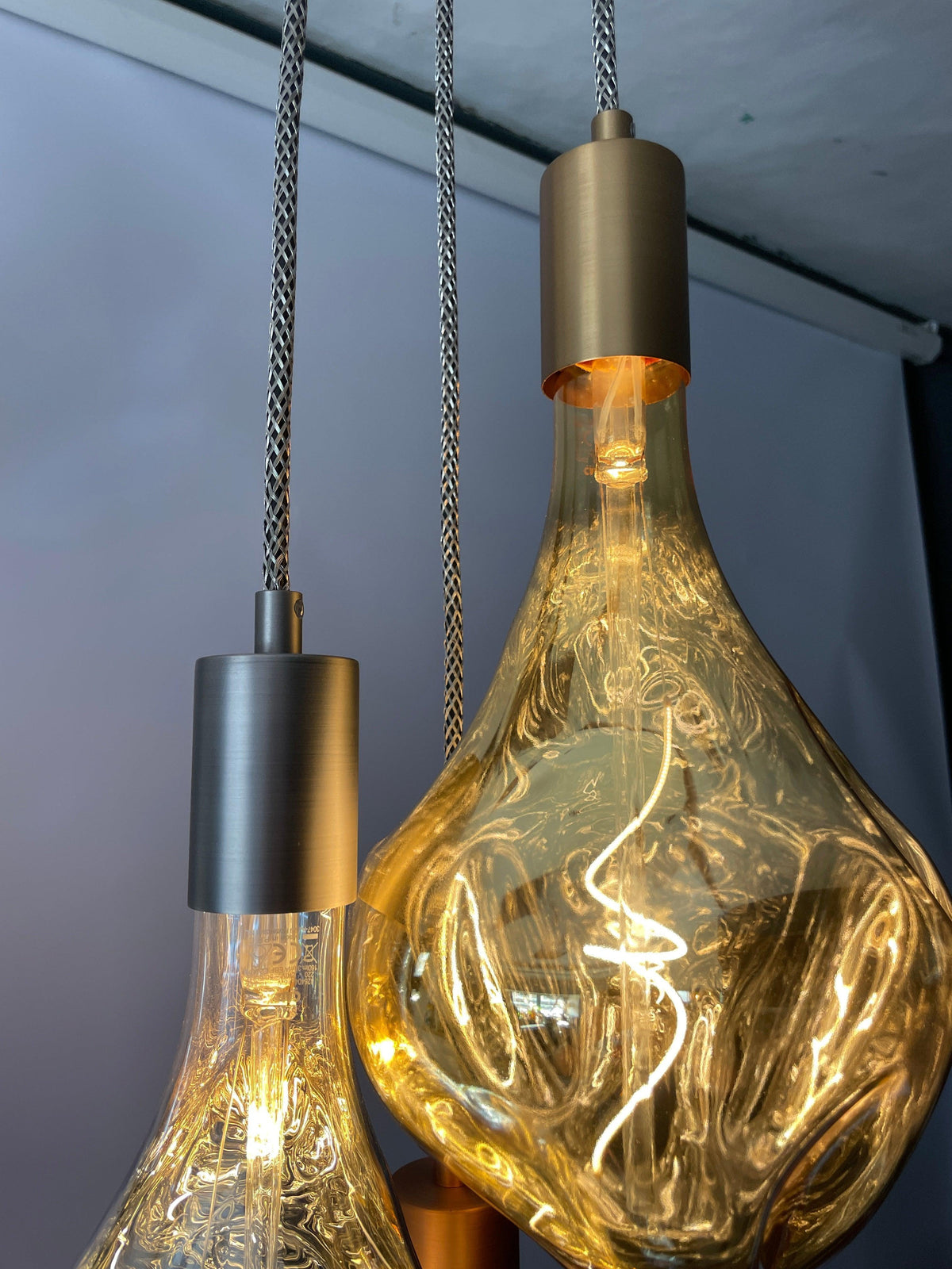Triple Cluster Pendant Light with Tri Colour Organic Evo Bulbs | Kitchen Island & Stairwell Lighting UK