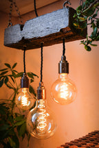 Triple Pendant Light with Heart Bulbs | Oak Kitchen Island & Romantic Dining Lighting UK