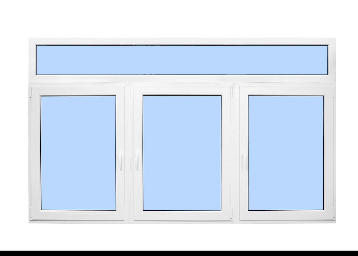 Triple Sash European uPVC Tilt and Turn Window with Transom