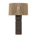 Troy Folk 27.25 in. Table Lamp, Patina Brass & Ceramic Shadowed Bark with Natural Woven Abaca Shade