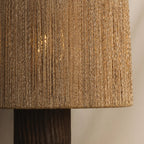 Troy Folk 27.25 in. Table Lamp, Patina Brass & Ceramic Shadowed Bark with Natural Woven Abaca Shade