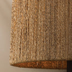 Troy Folk 27.25 in. Table Lamp, Patina Brass & Ceramic Shadowed Bark with Natural Woven Abaca Shade