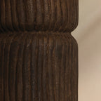 Troy Folk 27.25 in. Table Lamp, Patina Brass & Ceramic Shadowed Bark with Natural Woven Abaca Shade