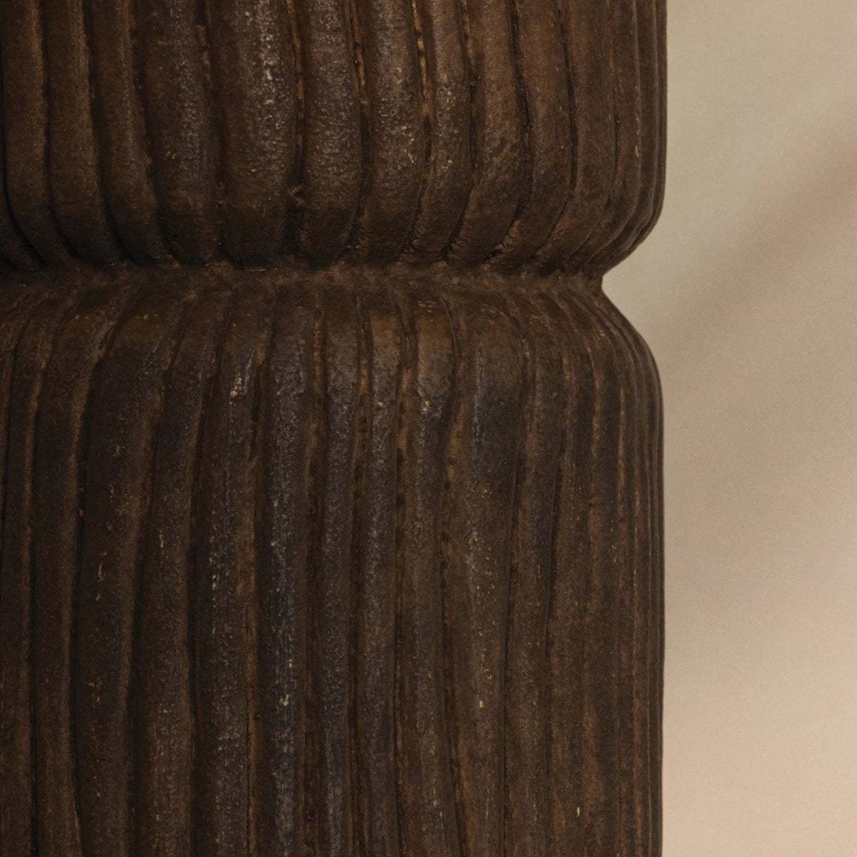 Troy Folk 27.25 in. Table Lamp, Patina Brass & Ceramic Shadowed Bark with Natural Woven Abaca Shade