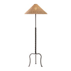 Troy Francisco Floor Lamp, 64 in. Height, French Iron with Natural Woven Abaca Shade