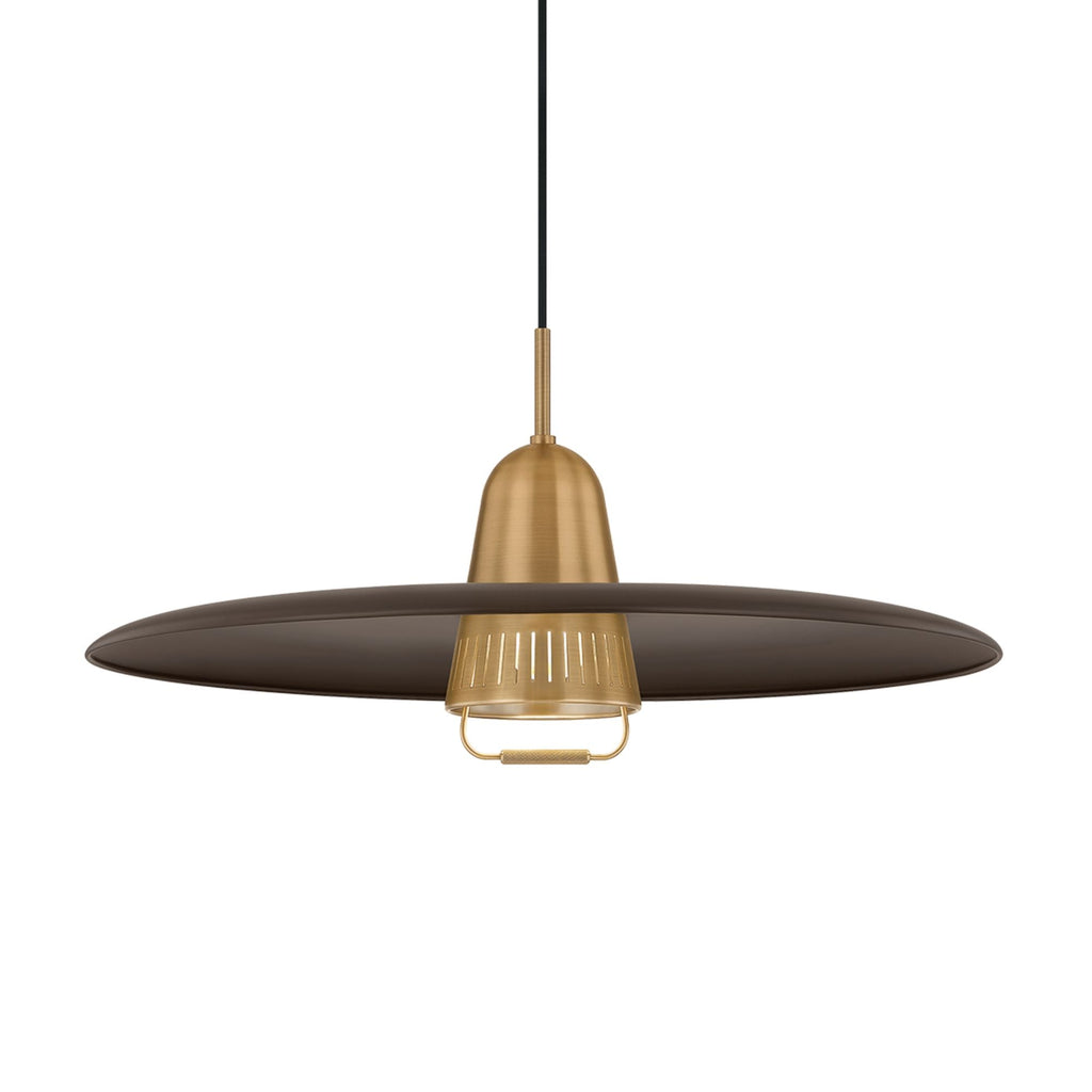 Troy Gilroy 24.75 in. Pendant Light, Patina Brass & Bronze with Metal Shade