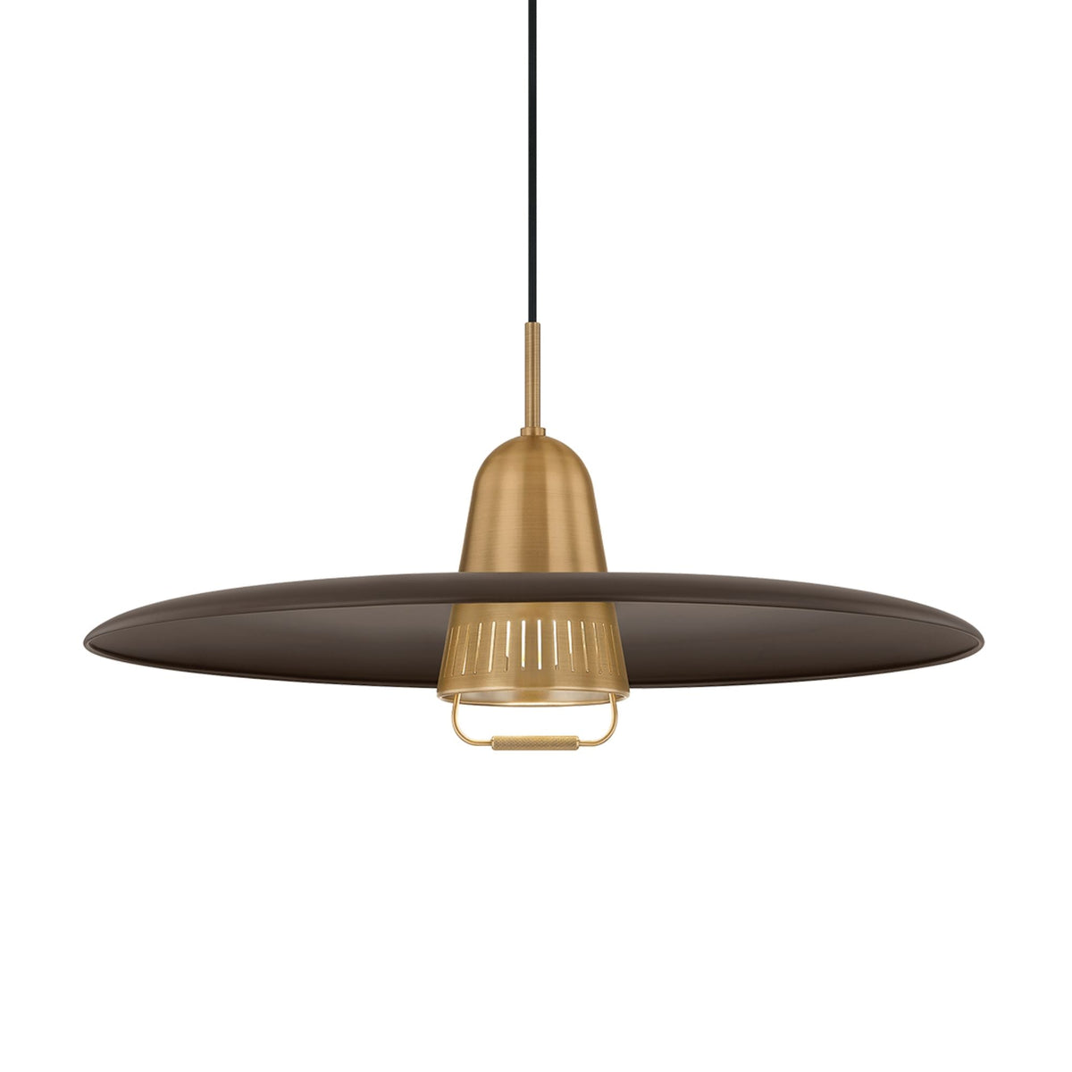 Troy Gilroy 24.75 in. Pendant Light, Patina Brass & Bronze with Metal Shade