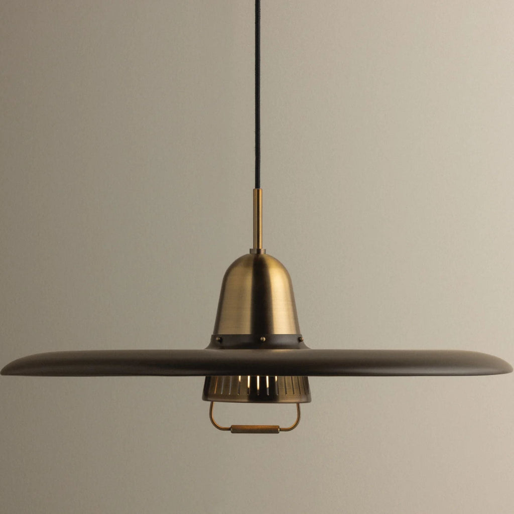 Troy Gilroy 24.75 in. Pendant Light, Patina Brass & Bronze with Metal Shade