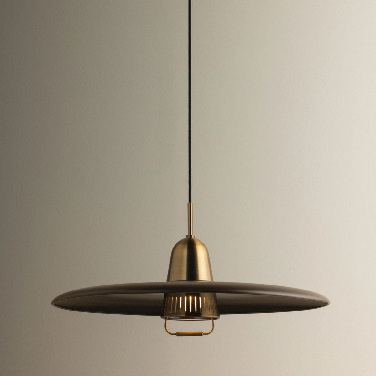 Troy Gilroy 24.75 in. Pendant Light, Patina Brass & Bronze with Metal Shade