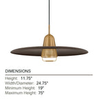 Troy Gilroy 24.75 in. Pendant Light, Patina Brass & Bronze with Metal Shade