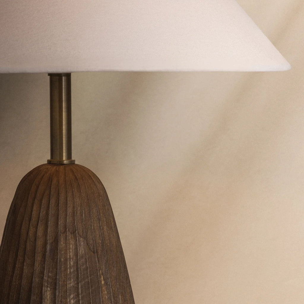 Troy Heartwood 26.5 in. Table Lamp, Patina Brass with Ivory Linen Shade