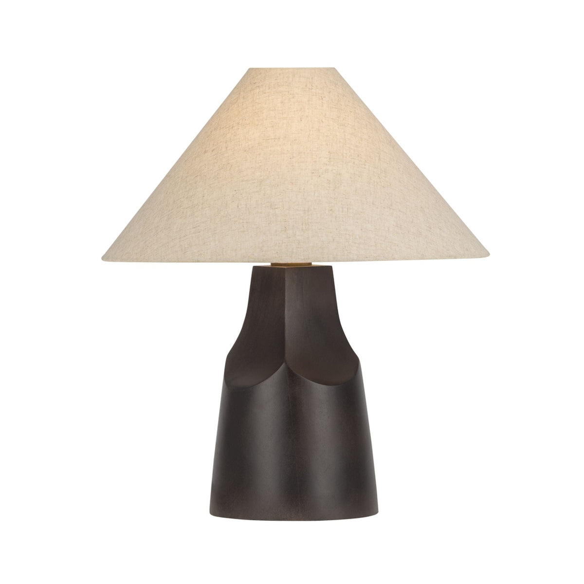 Troy Hewn 20.75 in. Table Lamp, Patina Brass with Beige Natural Linen Shade