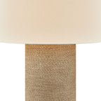 Troy Roan 31 in. Table Lamp, Patina Brass, Natural Woven Shade