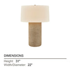 Troy Roan 31 in. Table Lamp, Patina Brass, Natural Woven Shade