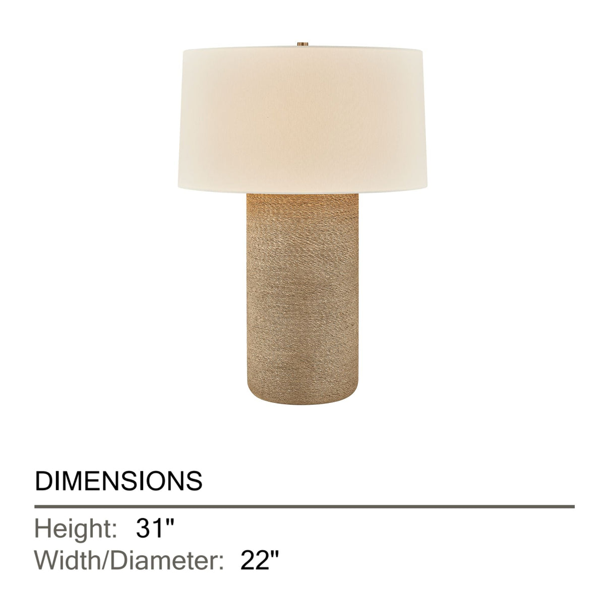 Troy Roan 31 in. Table Lamp, Patina Brass, Natural Woven Shade