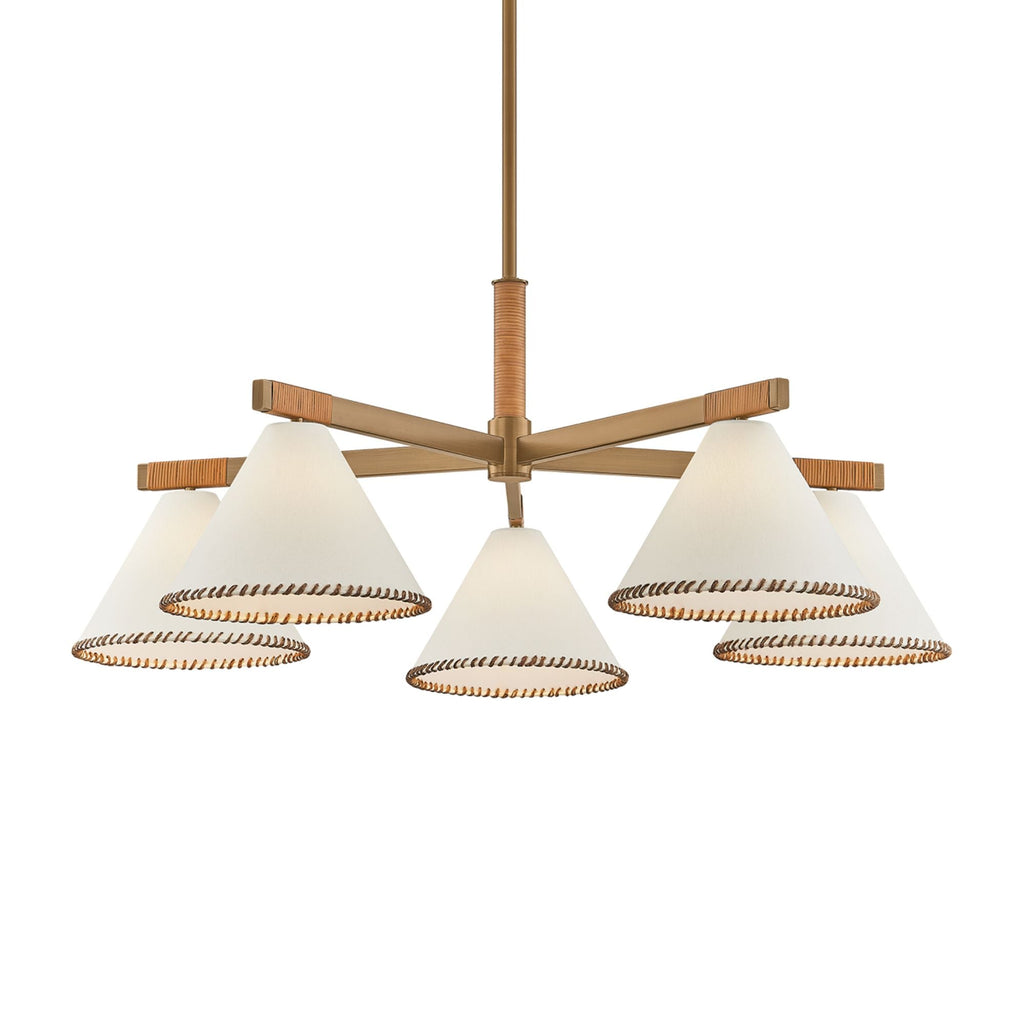Troy Stoney 40.25' 5-Light Chandelier, Patina Brass