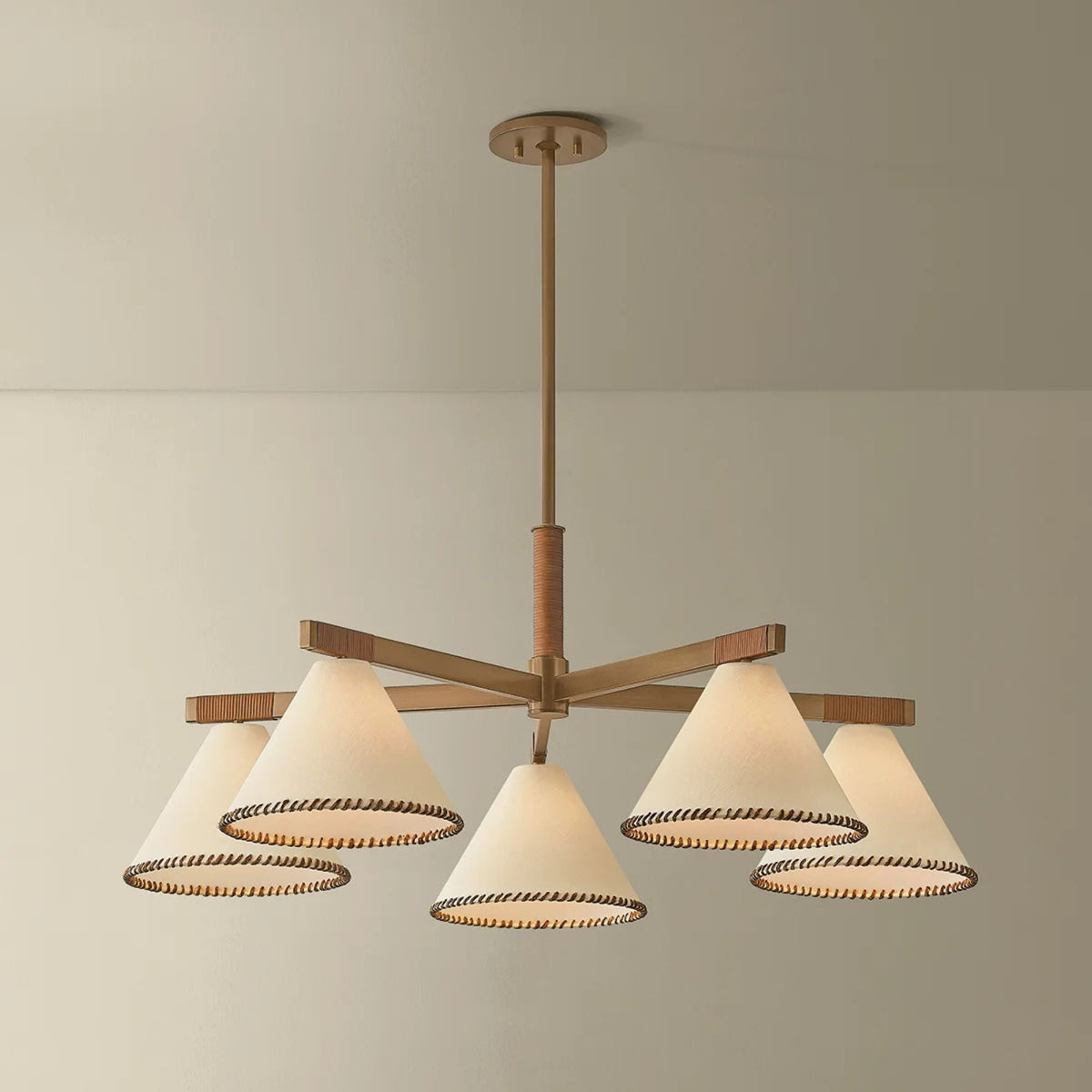 Troy Stoney 40.25' 5-Light Chandelier, Patina Brass