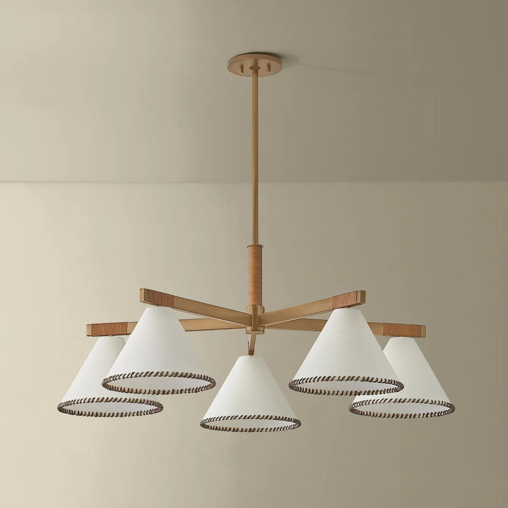 Troy Stoney 40.25' 5-Light Chandelier, Patina Brass