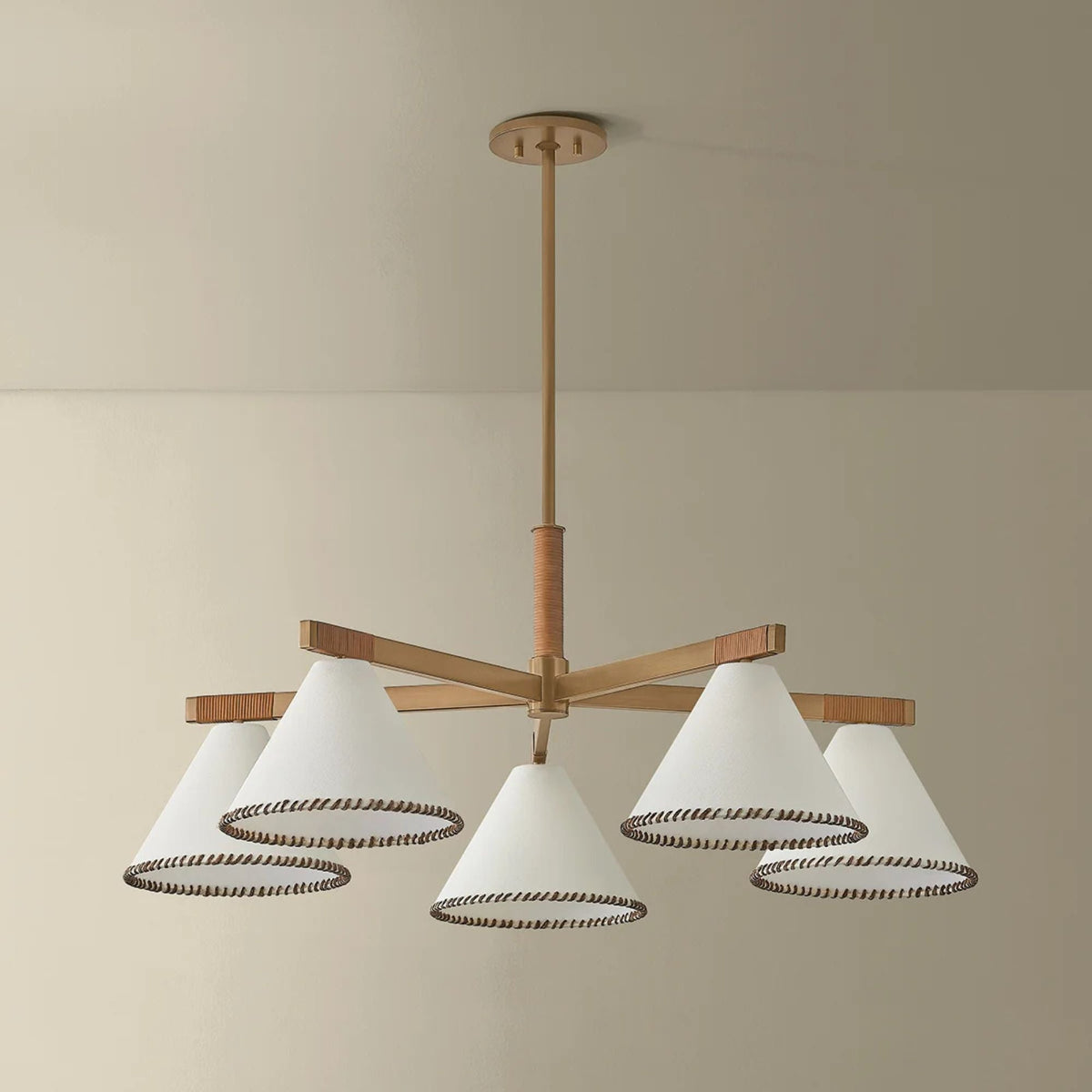 Troy Stoney 40.25' 5-Light Chandelier, Patina Brass