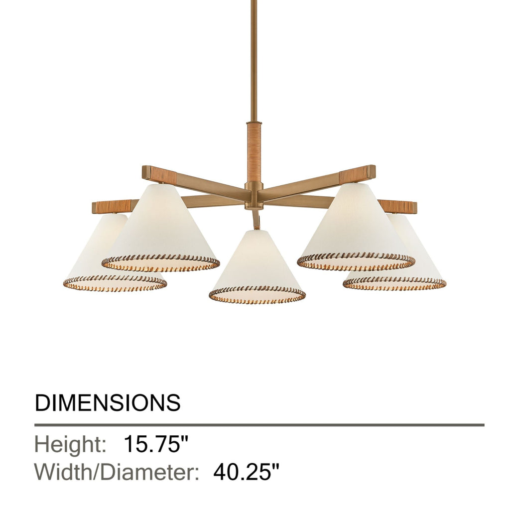 Troy Stoney 40.25' 5-Light Chandelier, Patina Brass