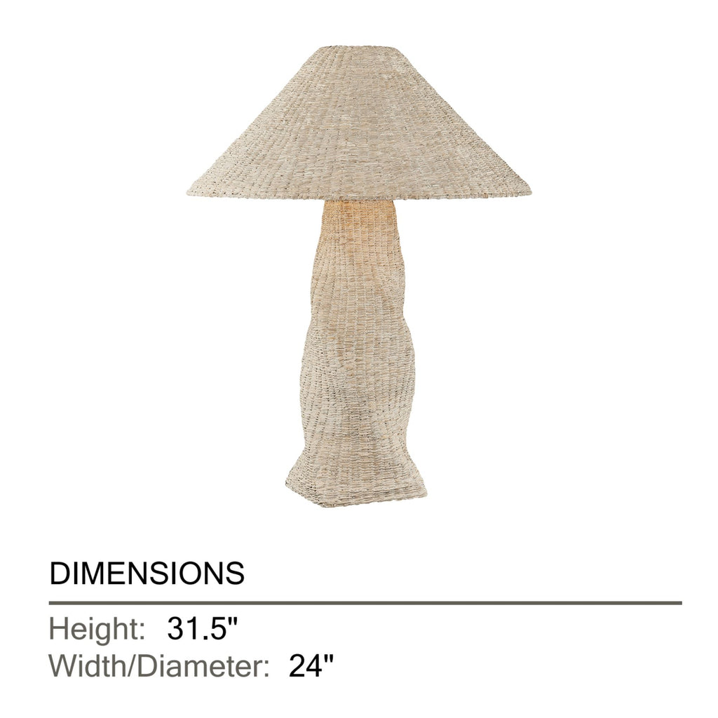 Troy Zaire 31.5 in. Table Lamp, Patina Brass with Natural Woven Shade