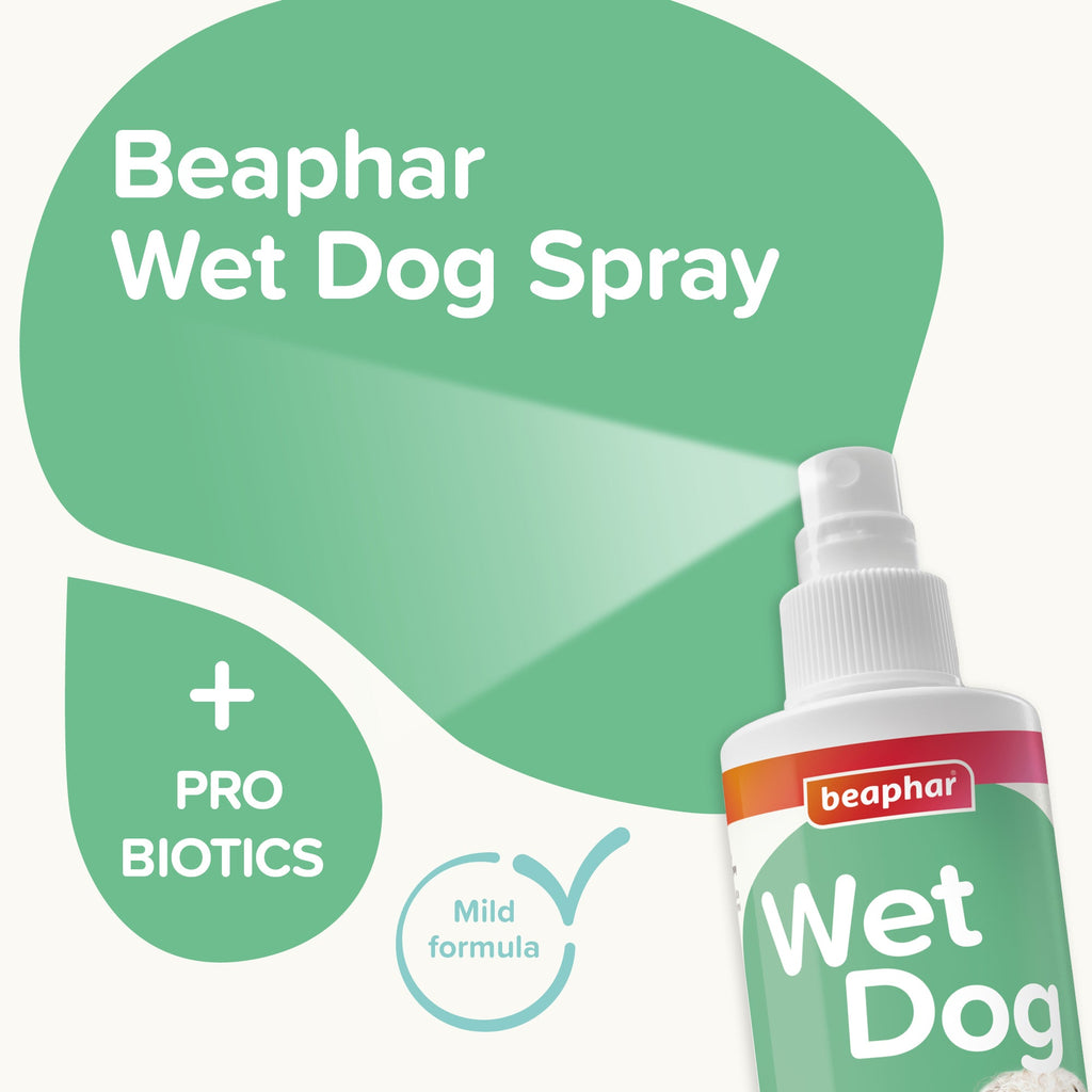 Beaphar Wet Dog Spray 250ml Odour Control Probiotics Aloe No Rinse Fresh Coat