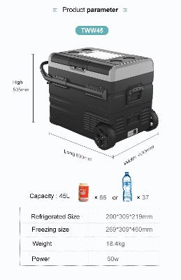 Alpicool 45L Portable Compressor Fridge and /or Freezer TWW45 with Battery - Solar Panel Optional